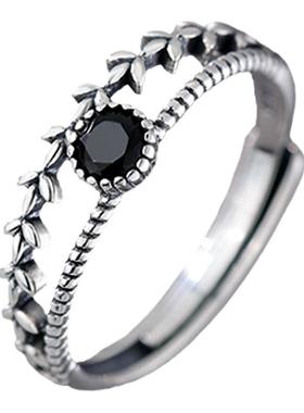 S925纯银锆石戒指女轻奢尾戒新款