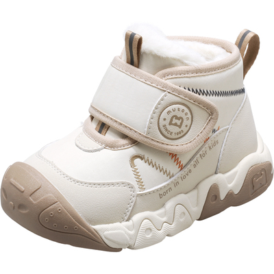 牧童男童女童加绒皮面雪地靴