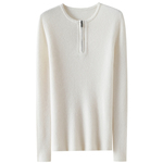 精致温柔爆！半开拉链100%纯山羊绒衫女圆领纯羊绒毛衣打底衫秋冬