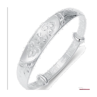 中国黄金】珍尚银足银福字手镯纯银镯子三八妇女节礼物送妈妈婆婆