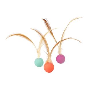 逗猫球玩具幼猫玩具羽毛弹力球逗猫棒自嗨球解闷神器猫咪捕猎用品