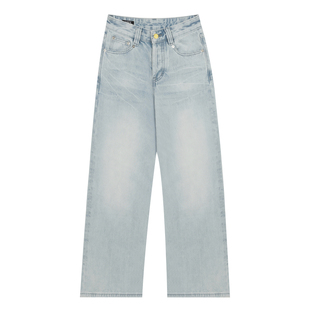橘子树在哪儿复古水洗蓝色牛仔裤女款春季松弛感宽松阔腿显瘦裤子