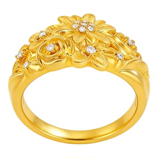 SMGI/饰品精致繁花似锦戒指金包银设计感开口可调节指环送礼首饰