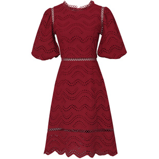 春夏2026新装女装红色复古气质收腰显瘦连衣裙蕾丝新年高级订婚裙