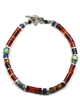 pohier宝喜儿红玛瑙绿松石手链