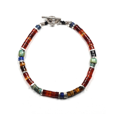 pohier宝喜儿红玛瑙绿松石手链