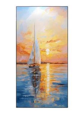 纯手绘油画一帆风顺客厅装饰画