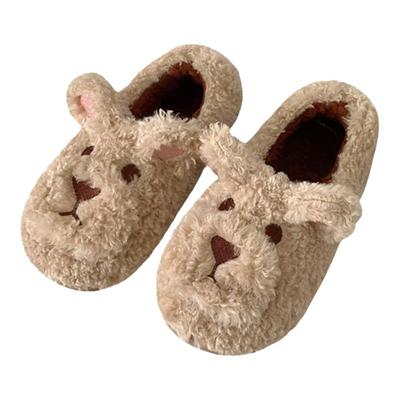 细细条毛绒绒可爱风全包跟棉拖鞋