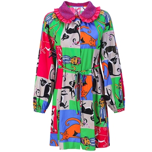 tanni商场同款动物印花娃娃领简约显瘦百搭小A版连衣裙TL11DR004A