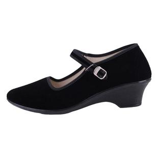 实在人老北京布单鞋中跟年轻女士休闲跳舞酒店办公室上班穿浅口春