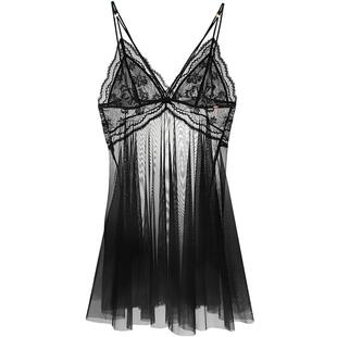 冰蝶轻纱歌瑞尔禁欲系深V睡衣女性感新款美背睡裙透气蕾丝家居服