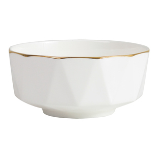 骨瓷餐具轻奢金边米碗家用水果沙拉碗6英寸创意酒店餐厅面碗汤碗
