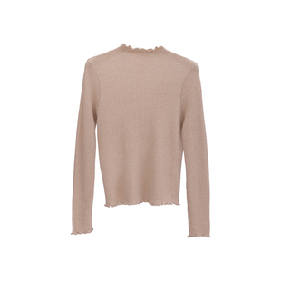 紫璐莱优雅公式~3色木耳边半高领修身显瘦内搭打底针织衫上衣35X