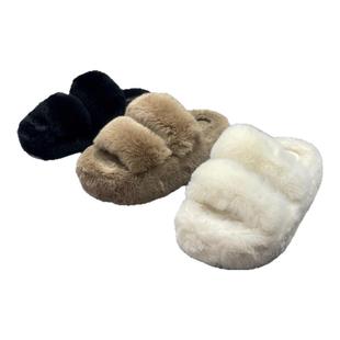 獭兔毛真毛高级感毛质增高拖鞋2024秋新款厚底毛毛拖外穿棉拖鞋女