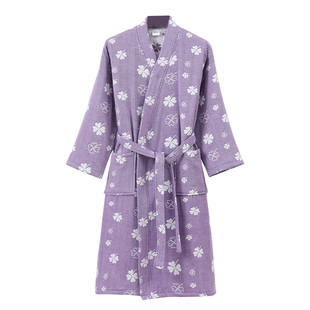 浴袍女纯棉纱布六层可穿浴巾男加厚秋冬吸水速干长款浴衣全棉睡袍