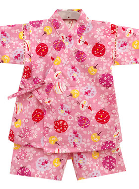 纯棉甚平女童樱花和服家居服套装