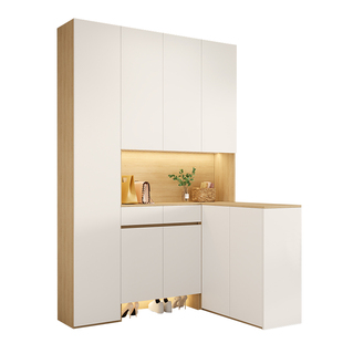 入户转角L型玄关吧台隔断柜大容量靠墙鞋柜玄关柜一体收纳柜3W30