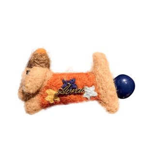 可爱创意波点毛毡小狗发夹女高级感重工边夹侧边刘海夹儿童头饰