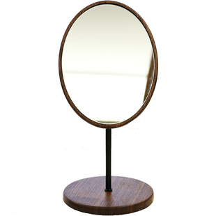 黑胡桃实木化妆镜台式桌面折叠梳妆镜便携随身简约原木高清镜子