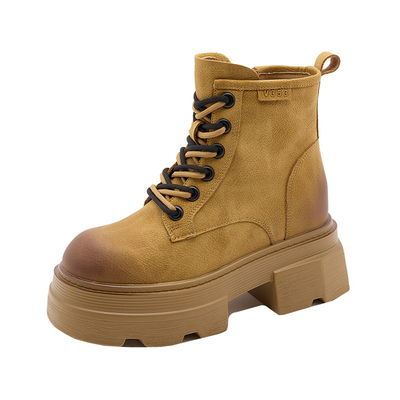 厚底内增高英伦风真皮加绒马丁靴