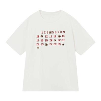 vintage复古刺绣日期Tee