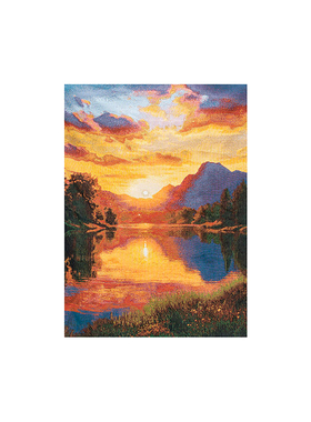 TaoMu 晚霞 治愈系湖畔风景沙发背景墙装饰画手工挂毯画挂画壁画