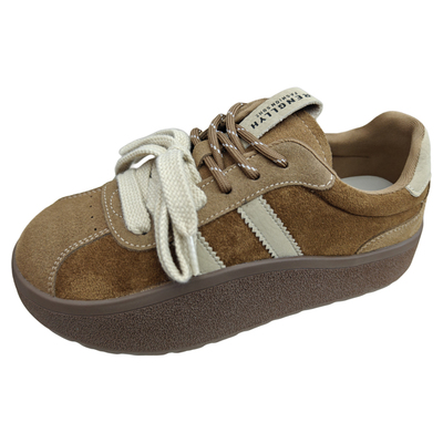 时尚双鞋带德训鞋厚底牛反绒鞋女