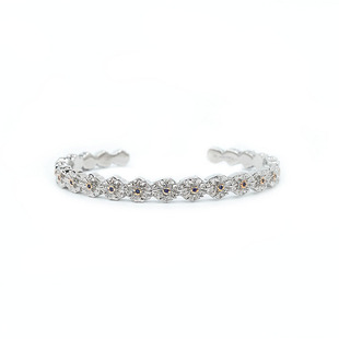 T.MAJOR 彼岸系列 曼陀罗花分色花蕊质感纯银开口手镯原创设计