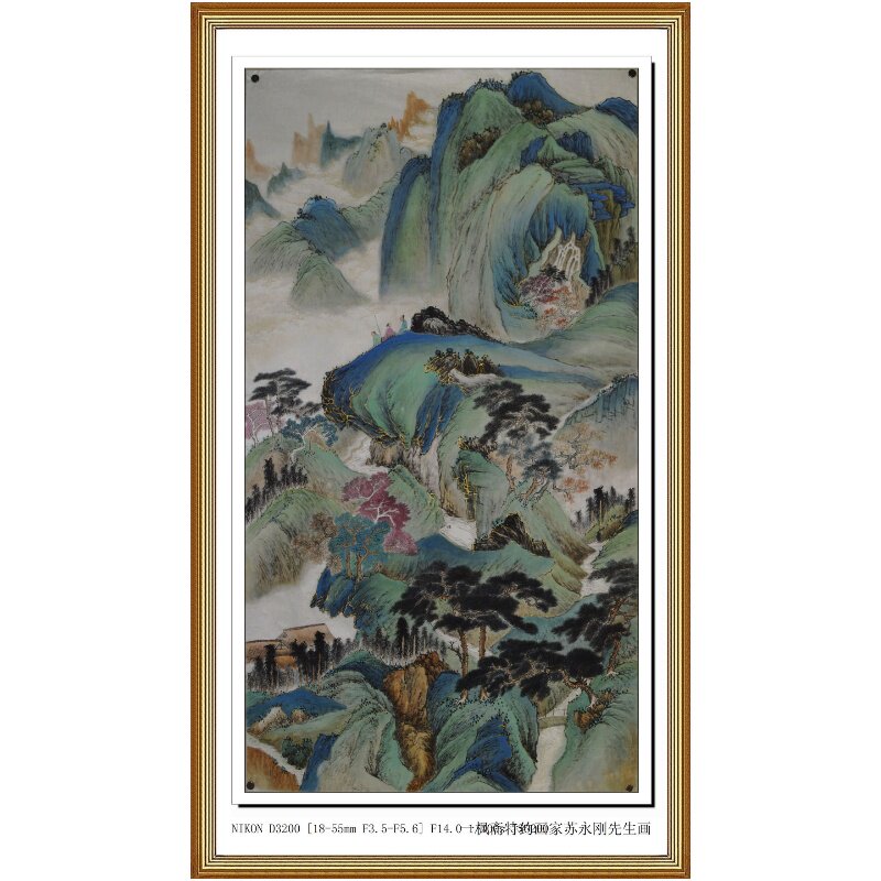 热卖客厅一枫斋纯手绘国画仿古山水画六尺中堂沈周作品庐山高图