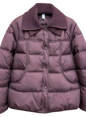 年轻妈妈装针织翻领拼接加厚棉服