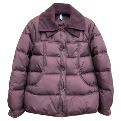 年轻妈妈装针织翻领拼接加厚棉服