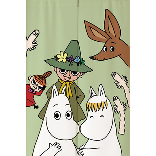 姆明门帘Moomin隔断帘免打孔卡通儿童房卧室家用遮挡帘卫生间半帘