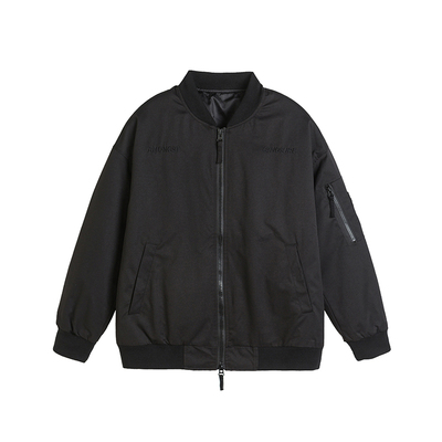 美式复古字母刺绣棒球领飞行夹克