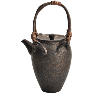 陶迷鎏金铁釉提梁壶复古陶瓷茶壶手工窑变功夫茶具泡茶过滤壶单壶