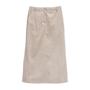【新品】素然 WHM 26秋女士通勤气质垂感灯芯绒半松紧腰A型长半裙