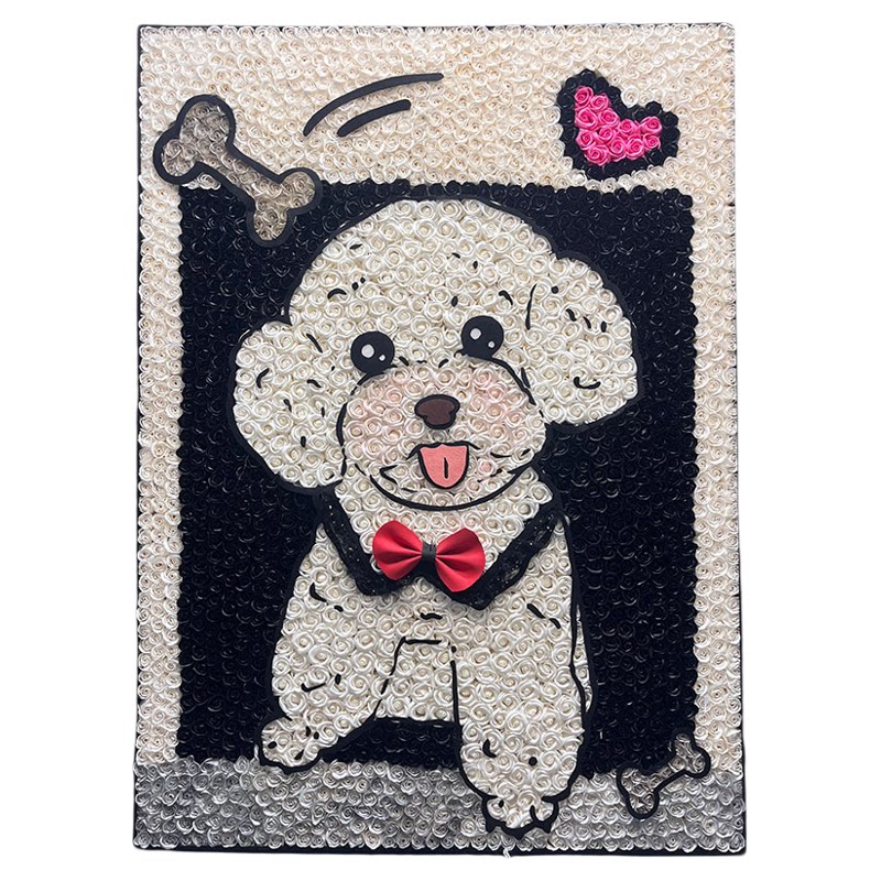 宠物画像定制狗狗玫瑰永生花墙背景墙装饰画高级感生日礼物女生