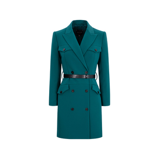 MARYLING玛俪琳春秋季新品绿松石直身纽扣西装连衣裙A1DGW61890