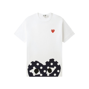 IT CDG PLAY COMME des GARCONS川久保玲情侣波点爱心装饰短袖T恤