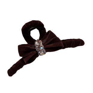 韩系ins东大门高端小香名媛风发夹丝绒水钻鲨鱼夹蝴蝶结大号抓夹