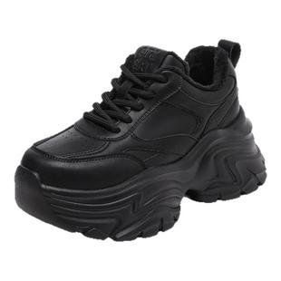 星期六黑色运动休闲鞋女款2025新款秋季8cm厚底增高鞋户外老爹鞋