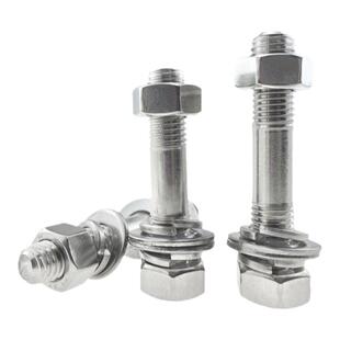 304不锈钢双头螺栓GB901-B等长双头牙杆母平弹整套两头纹螺柱3-24