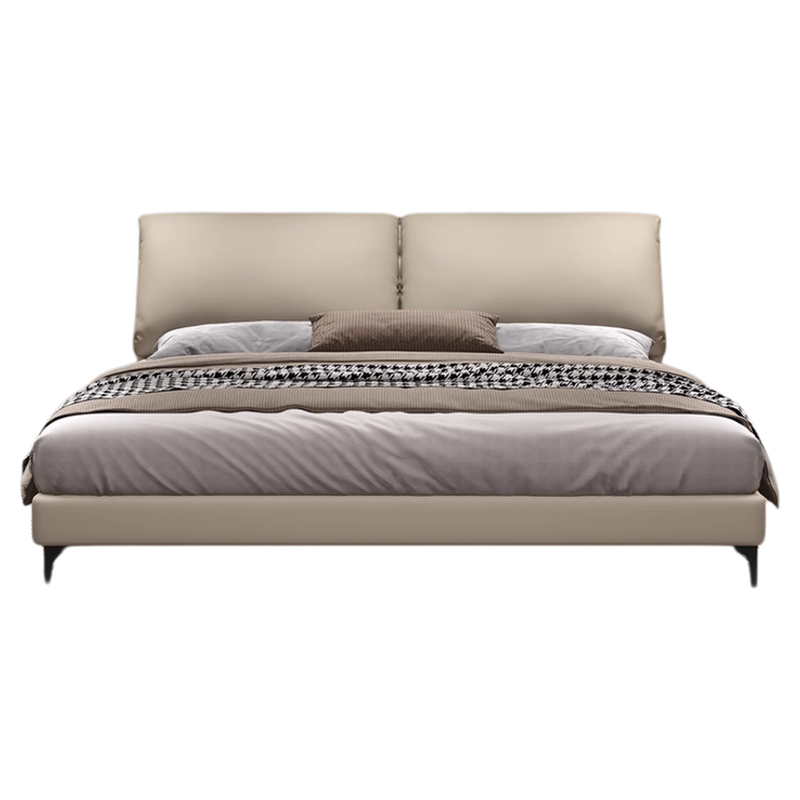 现代简约大象耳朵真皮床意式极简卧室双人储物软包婚床1米8双人床