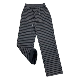 加绒加厚斑马裤女冬季新款直筒哈伦裤窄版高腰阔腿加长拖地裤