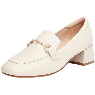 红蜻蜓秋季新款优雅风粗跟乐福鞋