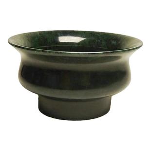 天然药王石碗墨绿玉茶杯玉石大口杯子蛇纹石玉茶碗酒杯活磁茶具正