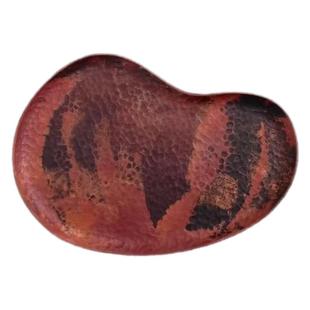 村野铜纯紫铜手工锻打锤纹随形盘复古茶盘茶托杯垫豌豆盘