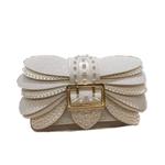 真皮手提包包女小方包2025新款轻奢小众质感珍珠铆钉翅膀链条小包