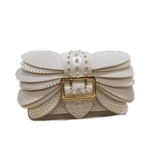 真皮手提包包女小方包2025新款轻奢小众质感珍珠铆钉翅膀链条小包