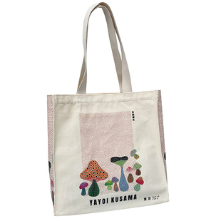 草间弥生艺术画通勤女包单肩拉链帆布袋环保手提托特包大号电脑包