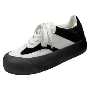 两点浪漫白敬亭同款蓬蓬鞋男女厚底板鞋胖胖圆头德训鞋情侣面包鞋